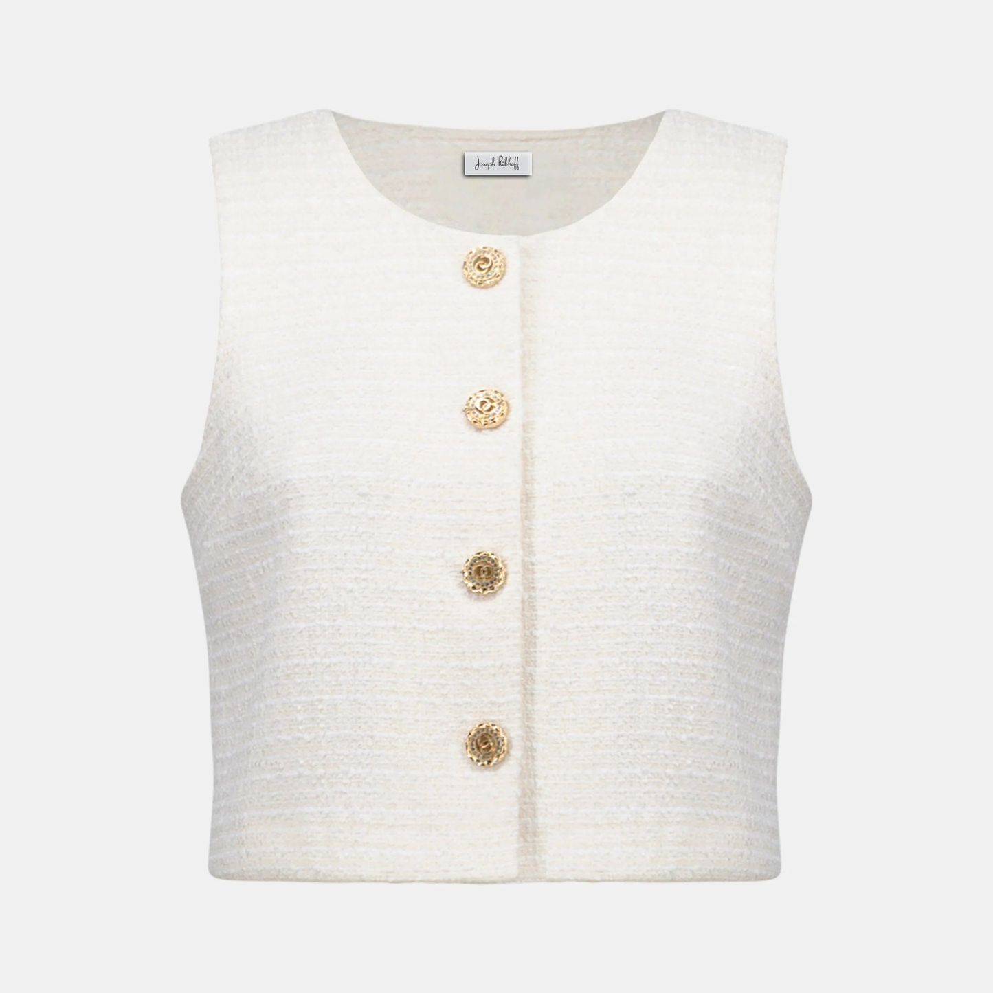 Joseph Ribkoff Bouclé Sleeveless Vest With Gold Buttons