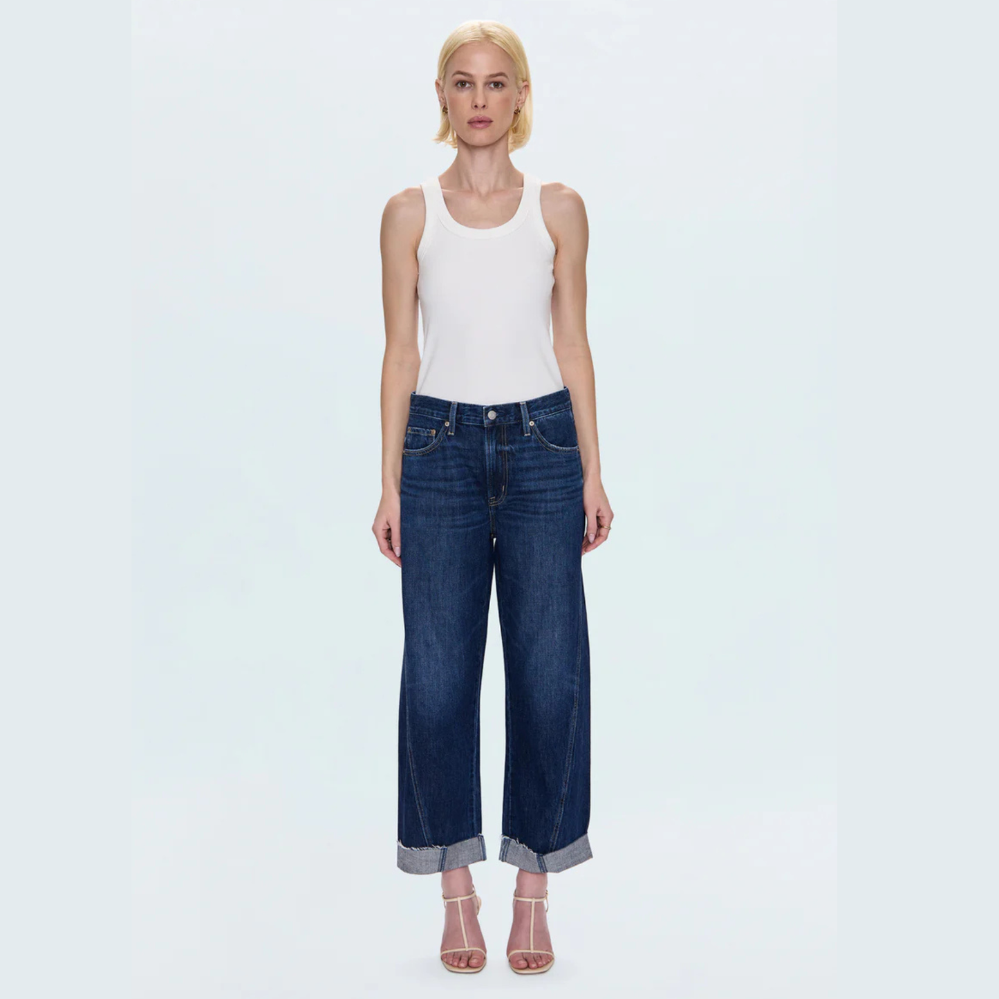 PISTOLA Kacey Mid Rise Cuffed Straight Jean