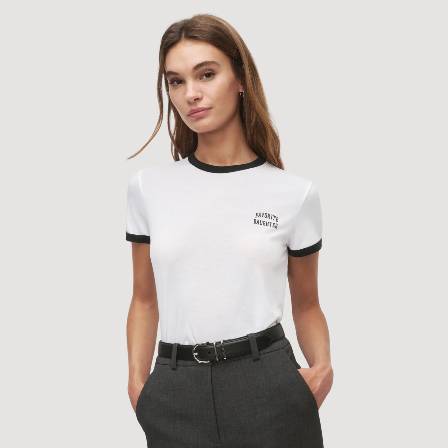 Favorite Daughter The Cropped Ringer Tee