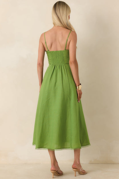 ASTR The Label Christie Green Linen Blend Midi Dress