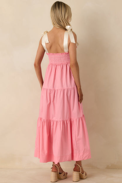 The Felicity Pink Coral Cotton Midi Dress