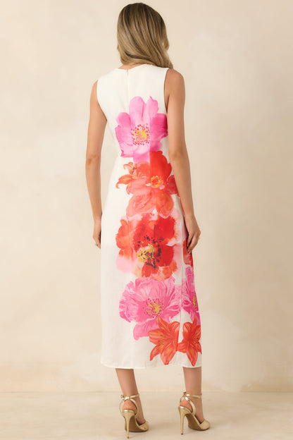 Do a Double Take Ivory Multi Floral Print Midi Dress