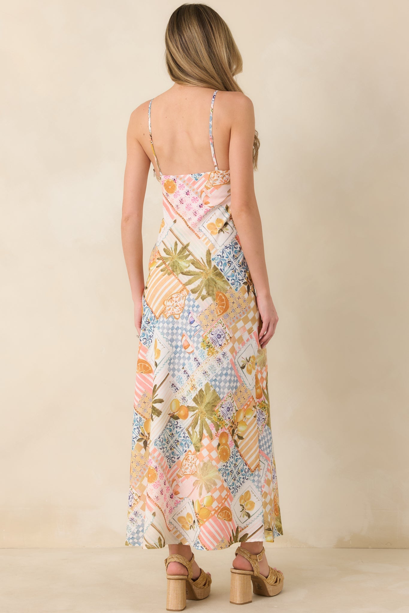 Zest Is Yet To Come Citrus Patchwork Slip Maxi Dress