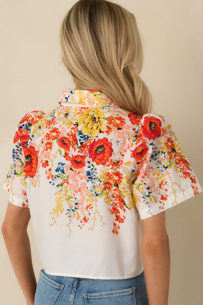 Tomorrow Will Come White Multi Cotton Floral Top