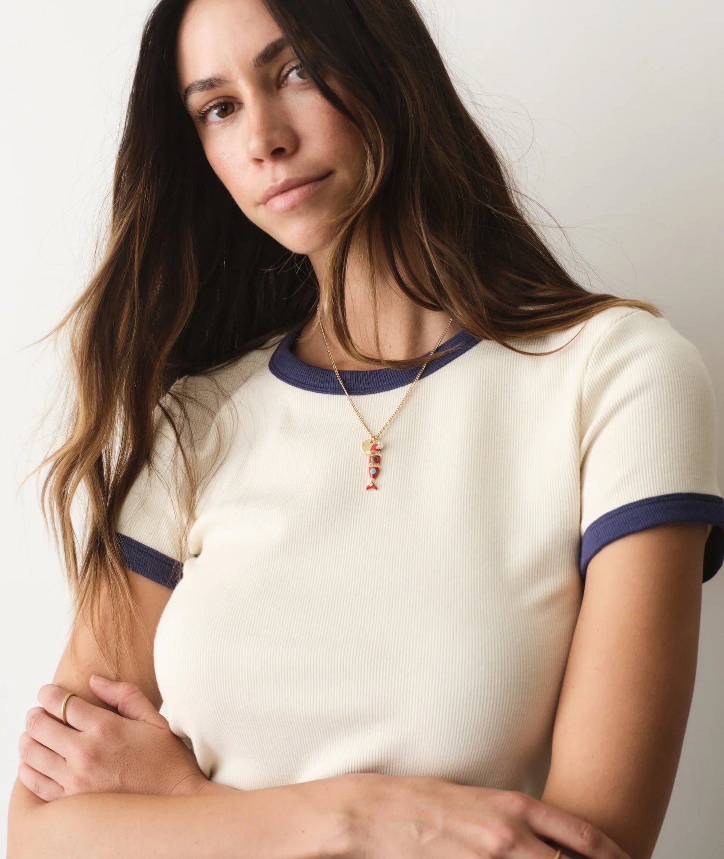 Marine Layer Lexi Rib Ringer Tee