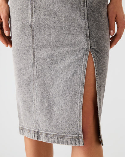 EMBELLISHED GISELLE DENIM DRESS FOG