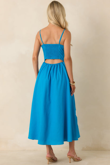 Island Blossom Blue Floral Midi Dress