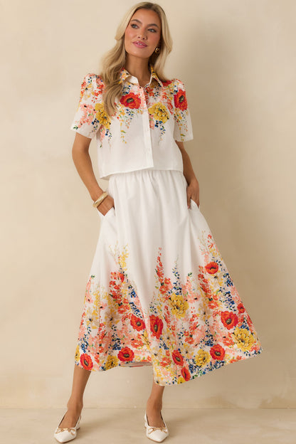 Tomorrow Will Come White Multi Cotton Floral Top