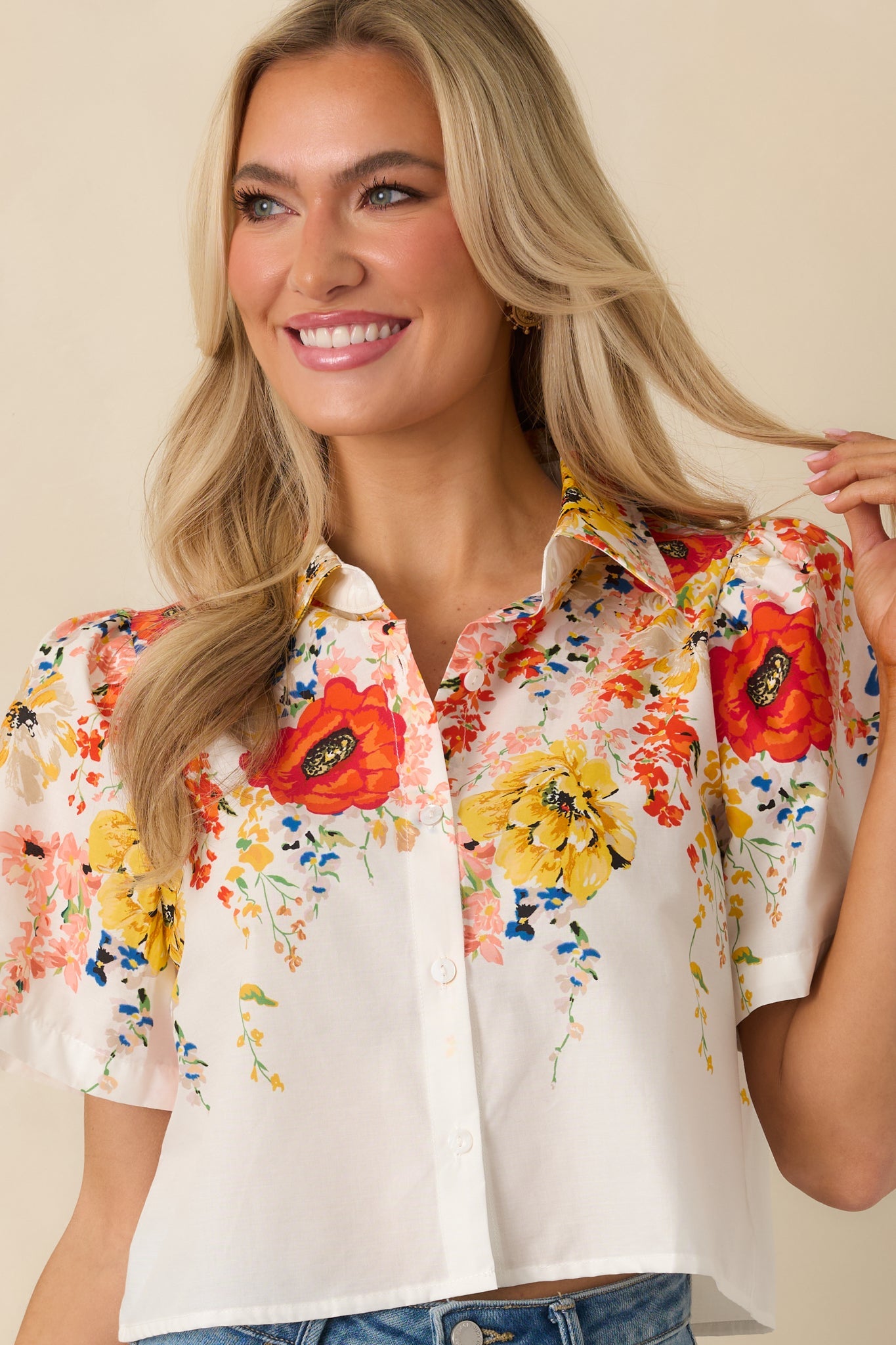 Tomorrow Will Come White Multi Cotton Floral Top