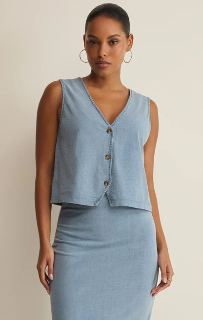 Noelle Jersey Denim Top