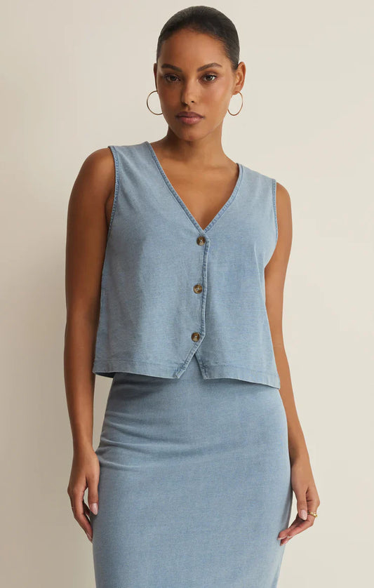 Noelle Jersey Denim Top