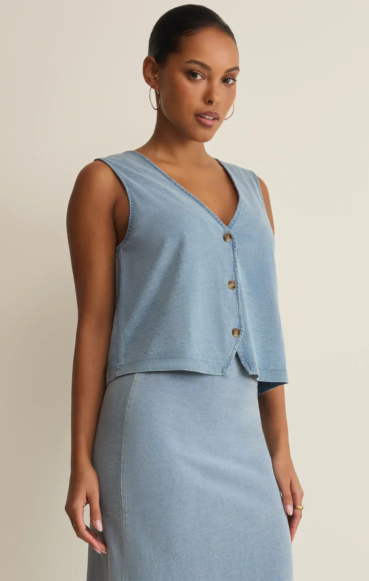 Noelle Jersey Denim Top