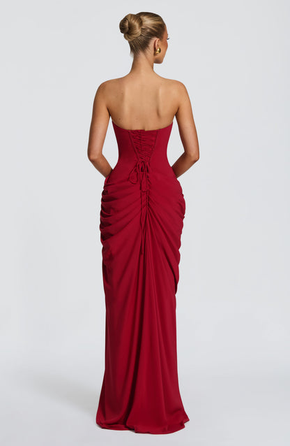 Cyra Maxi Dress - Deep Red