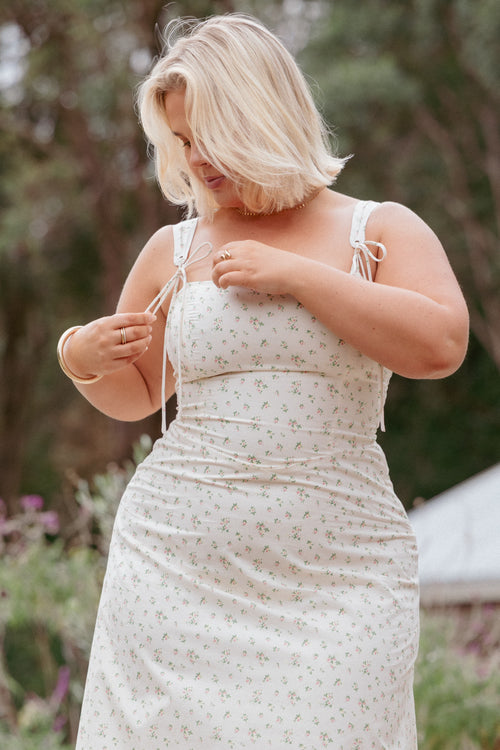 Clarissa Midi Dress - White Betty