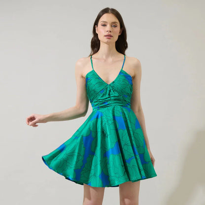 Sugarlips Morgany Floral Cerese Flare Mini Dress