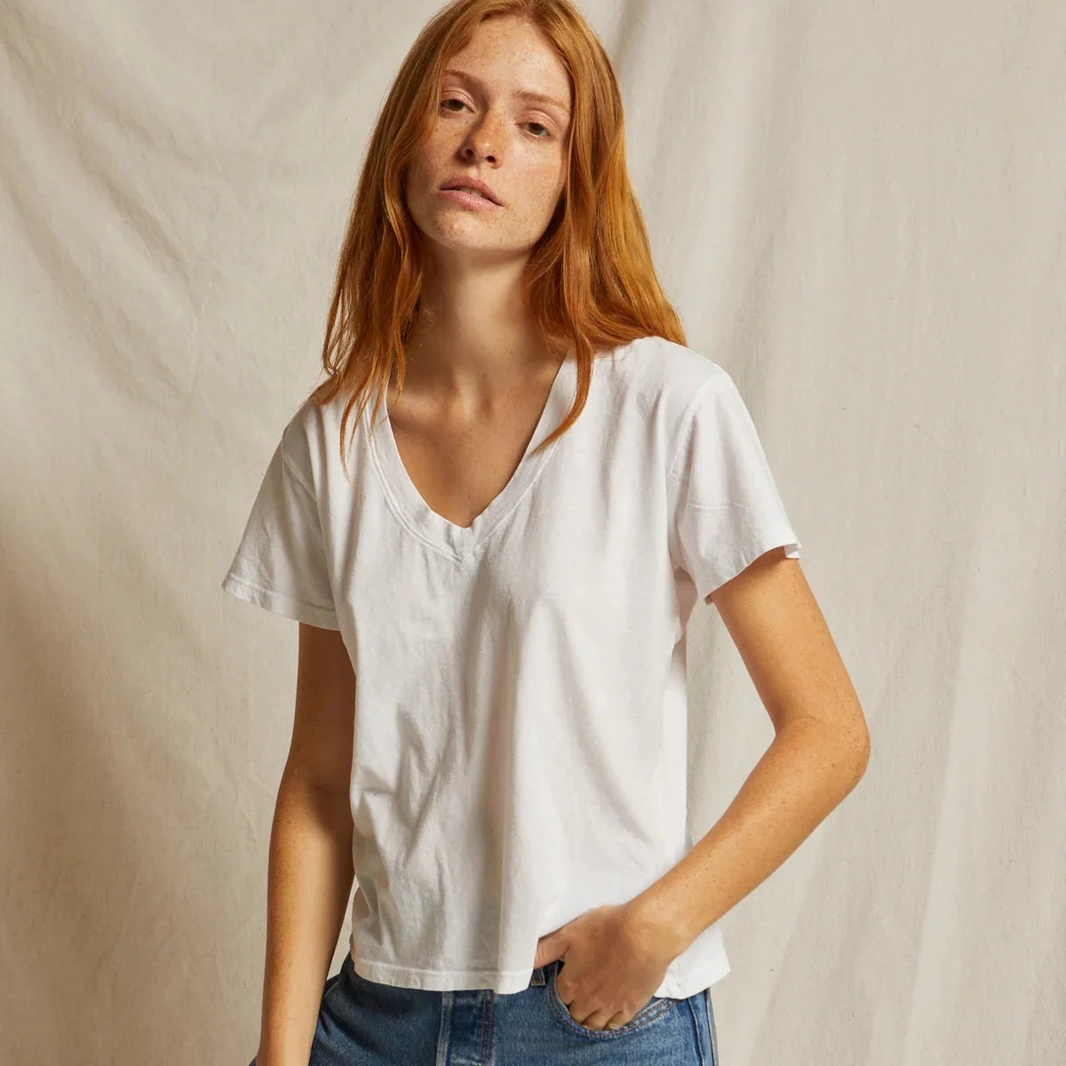 Perfect White Tee Hendrix Boxy V Neck Tee