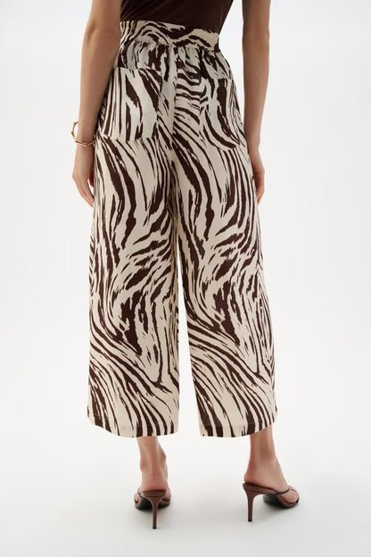 Joseph Ribkoff Linen Blend Animal Print Culotte Pants