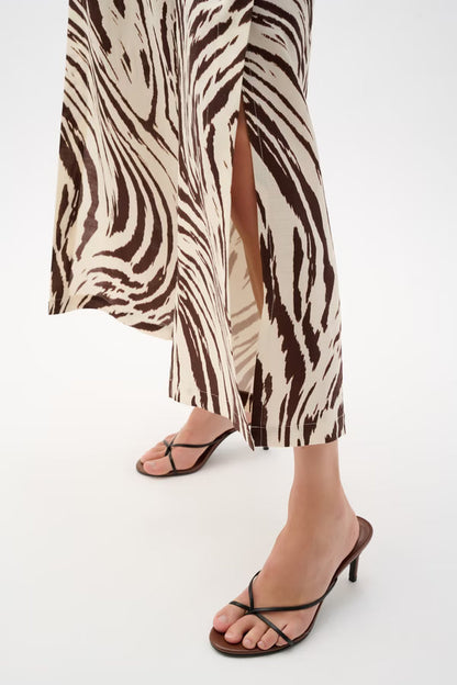 Joseph Ribkoff Linen Blend Animal Print Culotte Pants