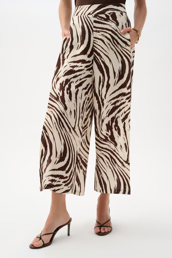 Joseph Ribkoff Linen Blend Animal Print Culotte Pants