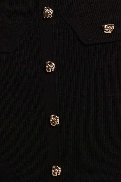Aspen Button Up Knit Dress - Black