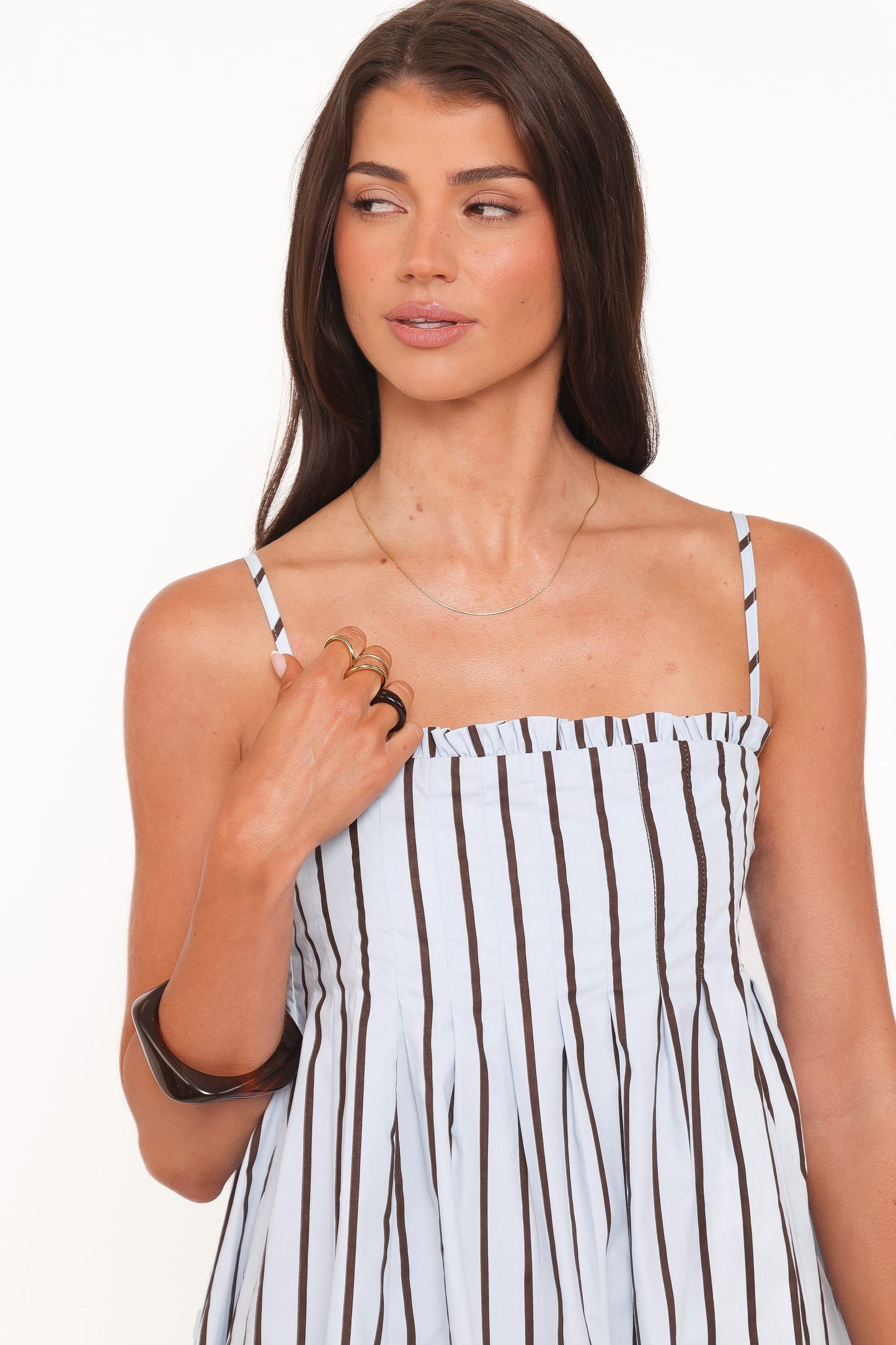 Cole Mini Dress - Blue/Brown Stripe