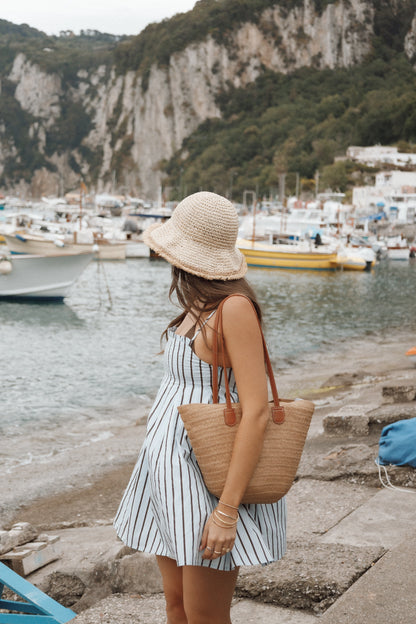 Cole Mini Dress - Blue/Brown Stripe