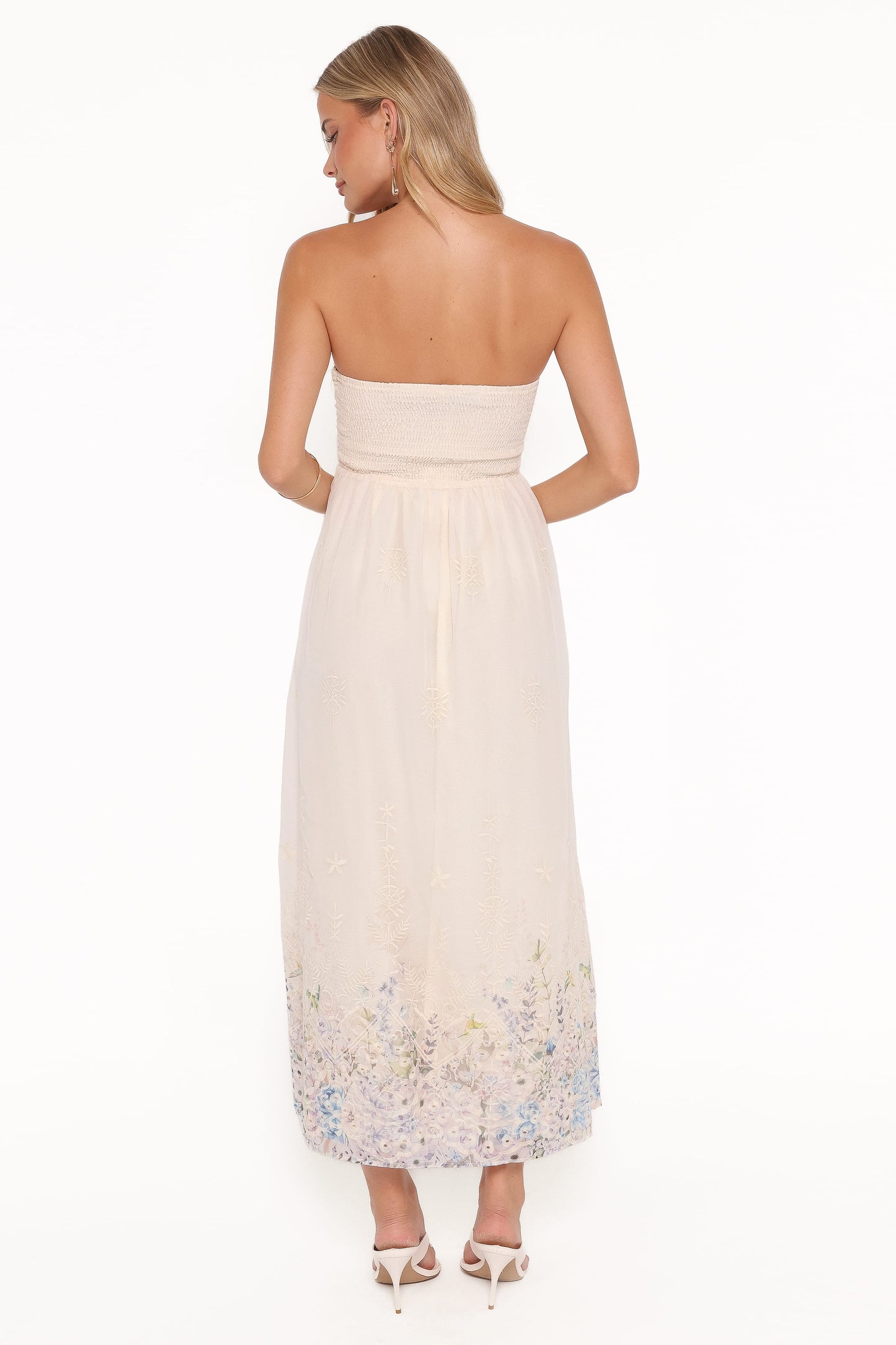 Kayt Strapless Dress - Embroidered Floral