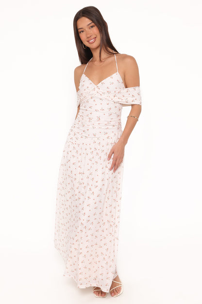 Mayven Maxi Dress - White Ditsy