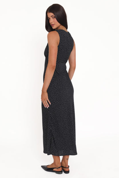 Mirae Maxi Dress - Black Polka Dot