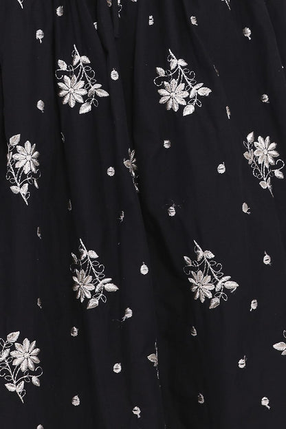 Rosemarie Midi Dress - Black Floral