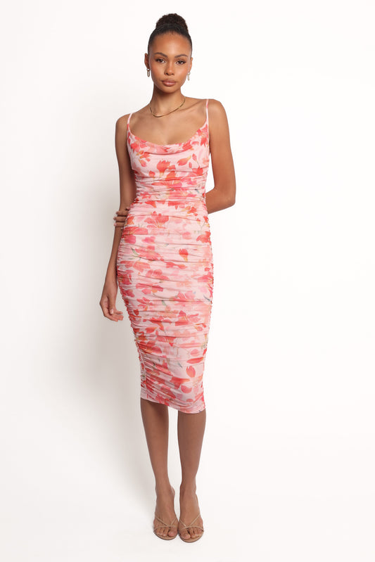 Tempest Midi Dress - Pink Floral