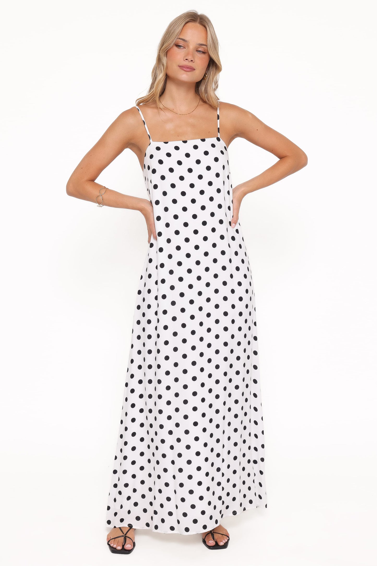 Virgo Maxi Dress - White Polka Dot