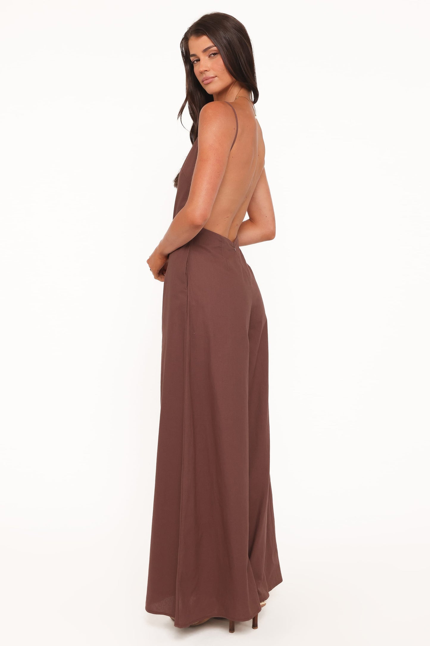 Ophilia Open Back Jumpsuit - Dark Brown