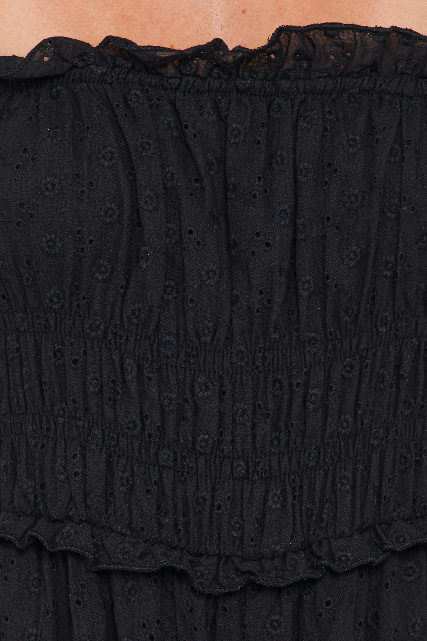 Yulissa Strapless Jumpsuit - Black Broderie