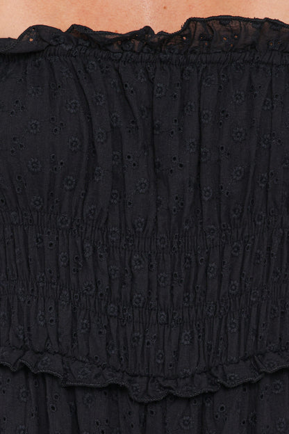 Yulissa Strapless Jumpsuit - Black Broderie