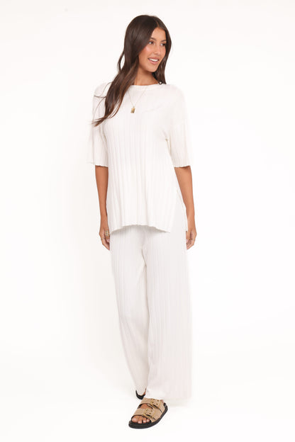 Alix Ribbed Knit Set - Cream