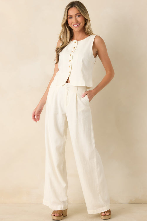 Z Supply Roman Ivory Linen Button Front Vest
