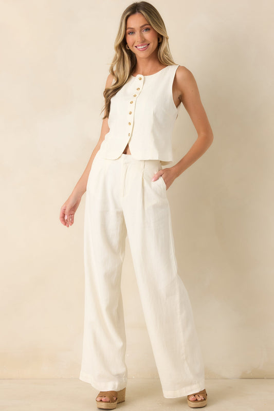 Z Supply Roman Ivory Linen Button Front Vest