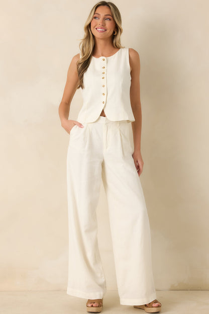 Z Supply Overlook Ivory Linen Pants