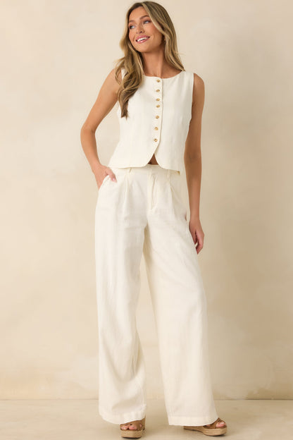 Z Supply Roman Ivory Linen Button Front Vest